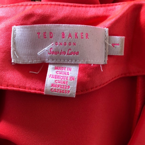 Ted Baker dress sz Ted 1 US 8/10 corral in color. Skater/ Fit & Flare. - Picture 7 of 8